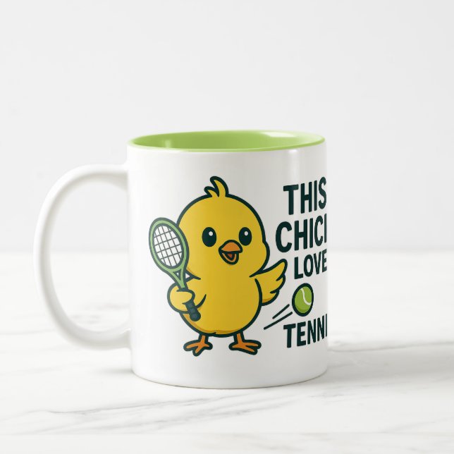 This Chick Loves Tennis Two-Tone Coffee Mug (Left)