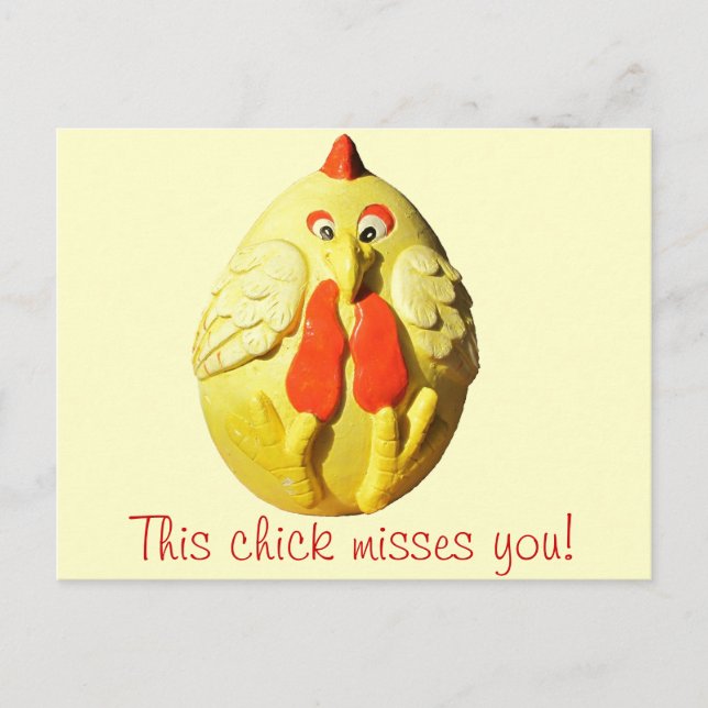 This Chick Misses You Postcard (Front)