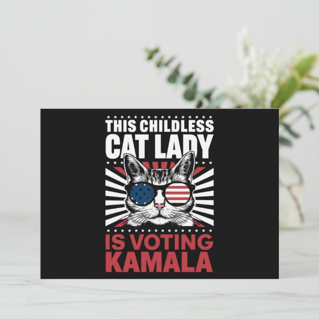 This Childless Cat Lady is Voting Kamala 2024 Invitation (Standing Front)