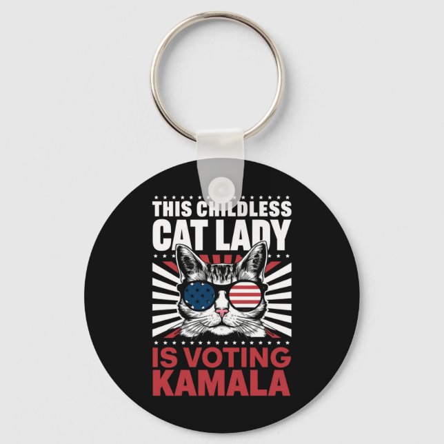 This Childless Cat Lady is Voting Kamala 2024 Key Ring (Front)
