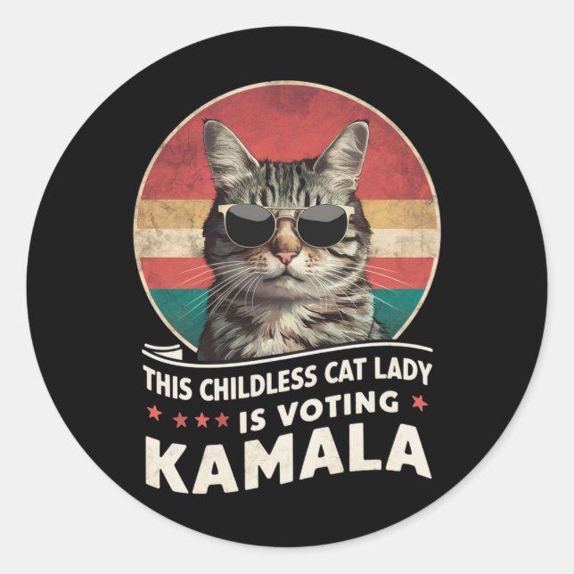 This Childless Cat Lady is Voting Kamala Classic Round Sticker (Front)