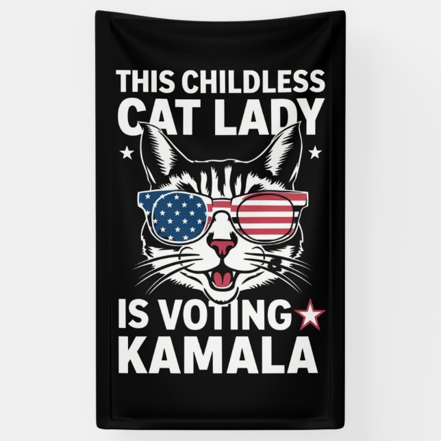 This Childless Cat Lady is Voting Kamala Election Banner (Vertical)