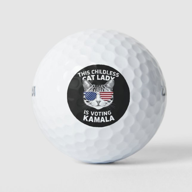 This Childless Cat Lady Is Voting Kamala Election Golf Balls (Front)