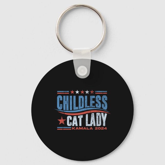 This Childless Cat Lady Is Voting Kamala Election  Key Ring (Front)