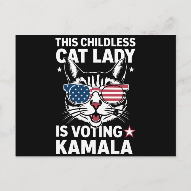 This Childless Cat Lady is Voting Kamala Election Postcard (Front)