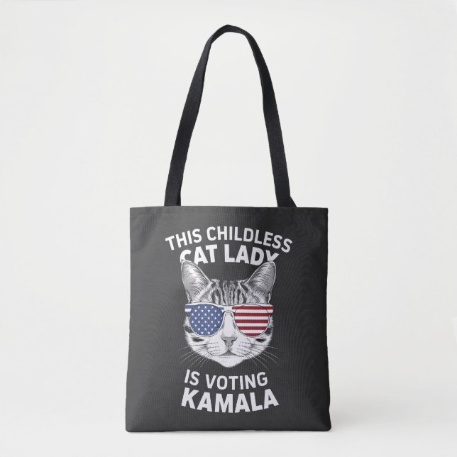 This Childless Cat Lady Is Voting Kamala Election Tote Bag (Front)