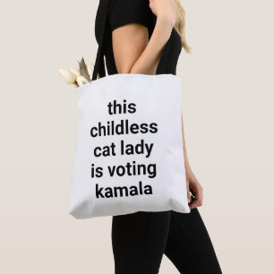 This childless cat lady is voting kamala funny tote bag