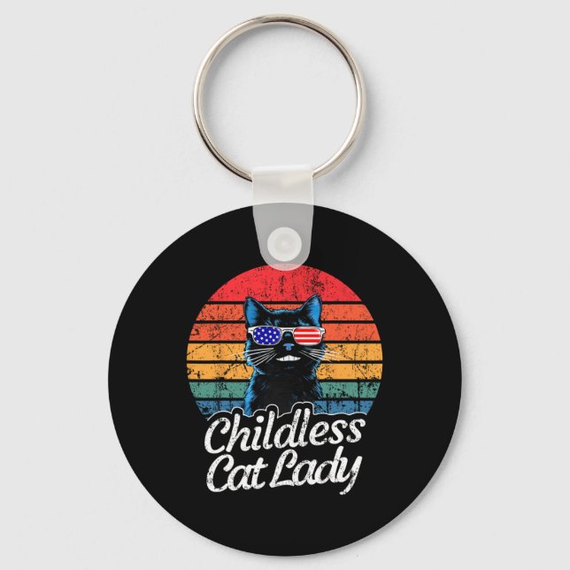 This Childless Cat Lady Is Voting Kamala-harris 20 Key Ring (Front)