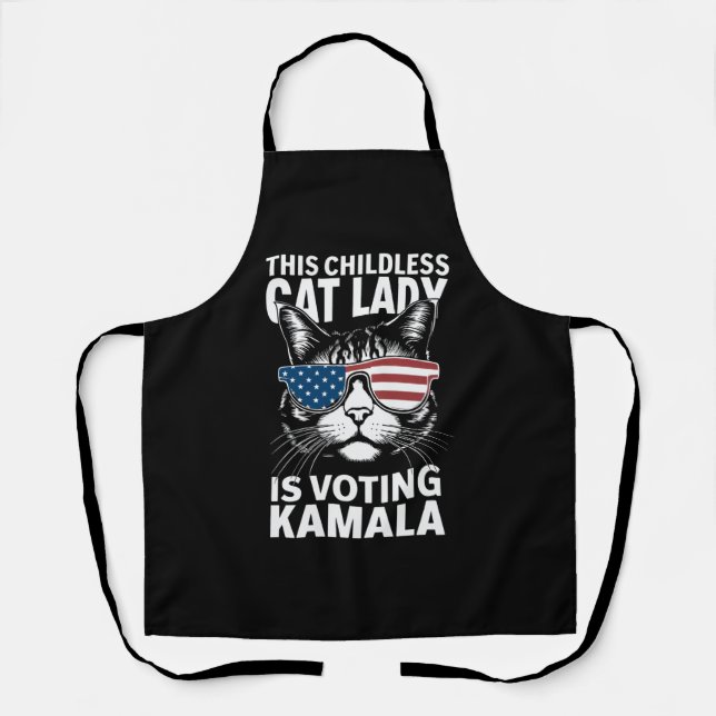 This Childless Cat Lady is Voting Kamala-Harris 24 Apron (Front)