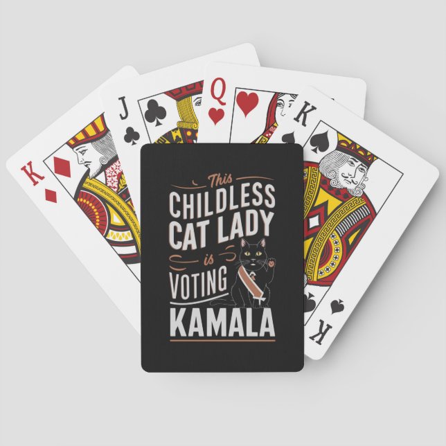 This Childless Cat Lady is Voting Kamala Playing Cards (Back)