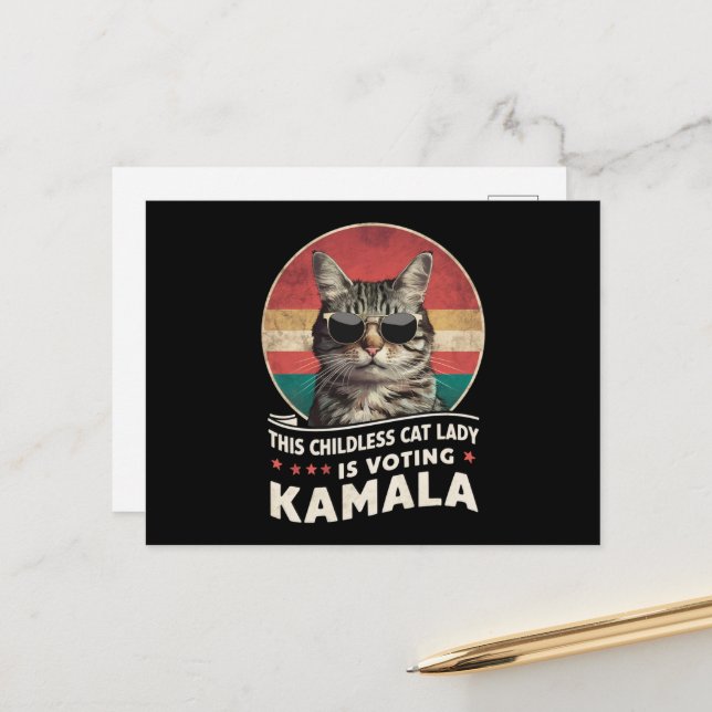 This Childless Cat Lady is Voting Kamala Postcard (Front/Back In Situ)