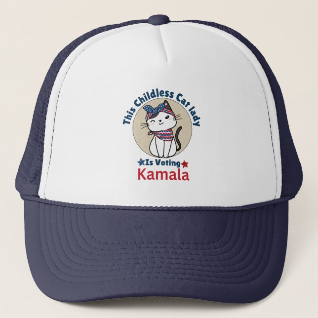 This Childless Cat Lady is Voting Kamala Trucker Hat (Front)