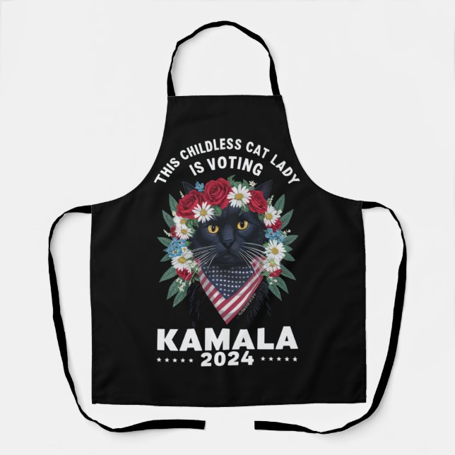 This Childless Cat Lady Ladies Is Voting Kamala  Apron (Front)