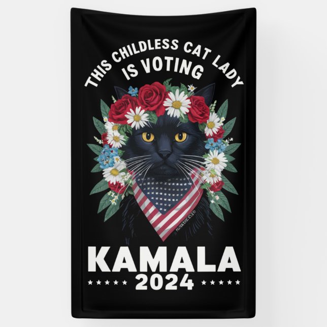 This Childless Cat Lady Ladies Is Voting Kamala  Banner (Vertical)