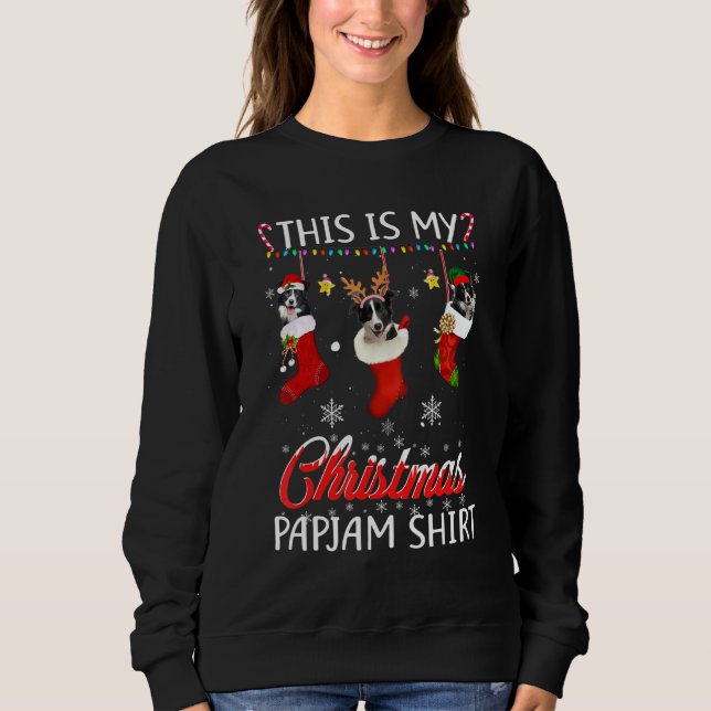 This Christmas Pajama Border Collie In Socks   Dog Sweatshirt (Front)