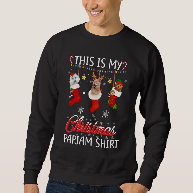 This Christmas Pajama Cute Poodle In Socks Dog Sweatshirt (Front)