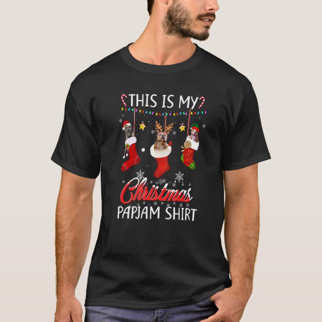 This Christmas Pajama Pitbull In Socks  Dog T-Shirt (Front)