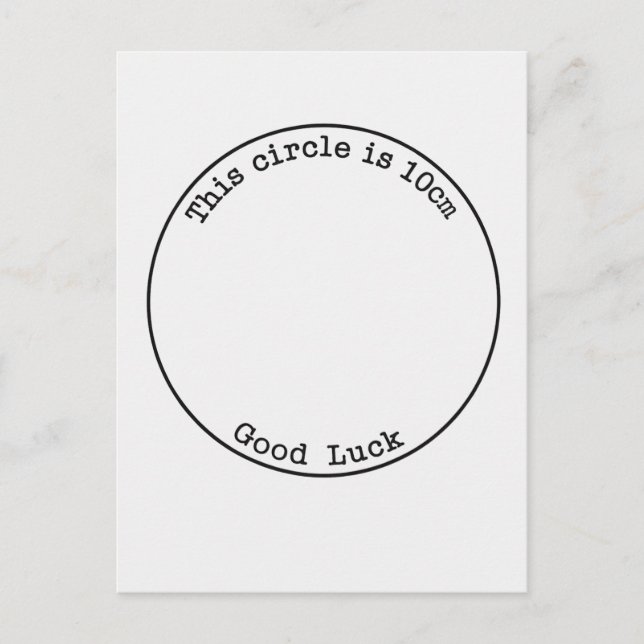 This Circle Is 10cm Good Luck Funny Pregnancy Postcard (Front)