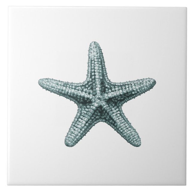 This classic antique typographic sea starfish desi ceramic tile (Front)