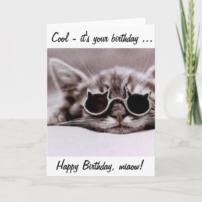This cool Cat wishes you a Happy Birthday! Card (Front)