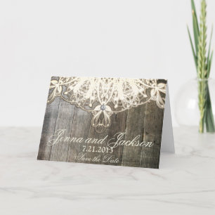 This Country Lace and Wood Rustic Wedding Card