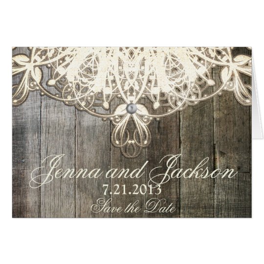 This Country Lace and Wood Rustic Wedding Card
