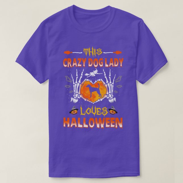 This Crazy Dog Lady American Fohound Loves Hallowe T-Shirt (Design Front)
