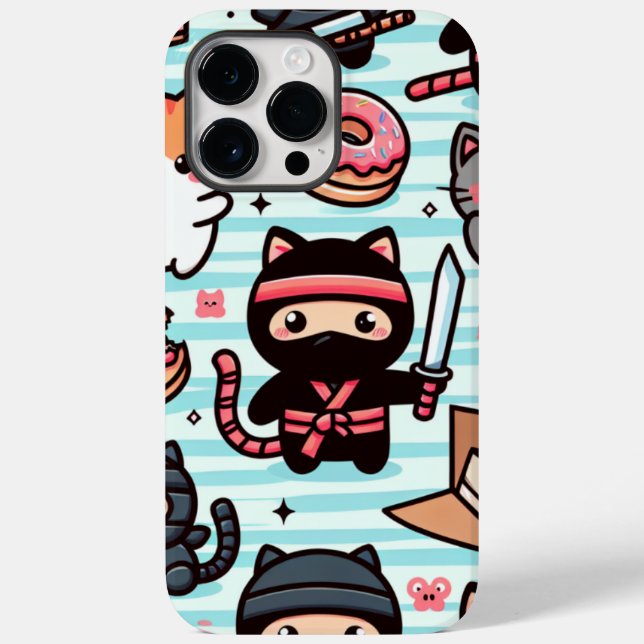 This cute iPhone case features playful ninja cats (Back)