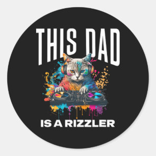 This Dad Has Rizz Cool Dj Cat Rizzler Dad Father's Classic Round Sticker