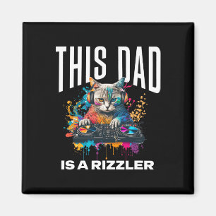 This Dad Has Rizz Cool Dj Cat Rizzler Dad Father's Magnet