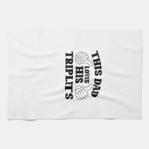 This Dad Loves His Triplets - Gift for Dad with Th Tea Towel