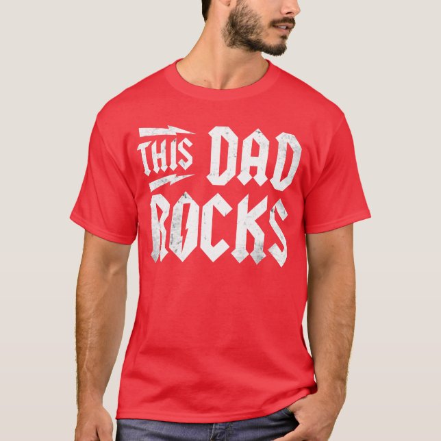 This Dad Rocks Rock Music Fathers Day Gift Metal f T-Shirt (Front)