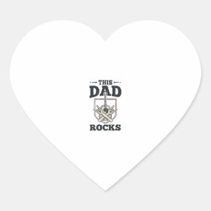 This Dad Rocks Vintage Guitar Dad Shirt Design (3) Heart Sticker