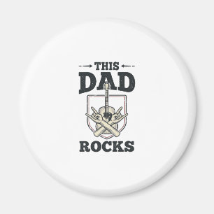 This Dad Rocks Vintage Guitar Dad Shirt Design (3) Magnet