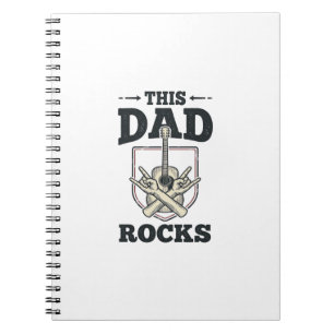 This Dad Rocks Vintage Guitar Dad Shirt Design (3) Notebook