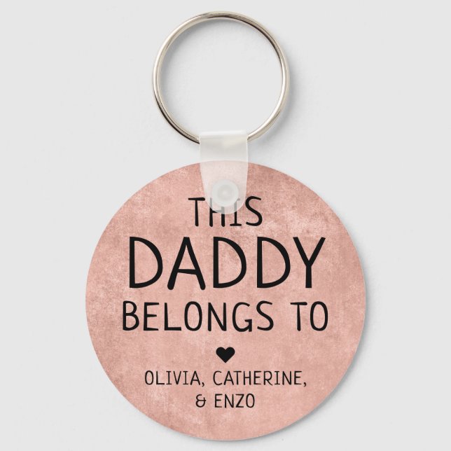 This Daddy Belongs To Father's Day Copper Red Key Ring (Front)
