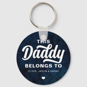 This Daddy Belongs to Father's Day Dark Navy Blue Key Ring
