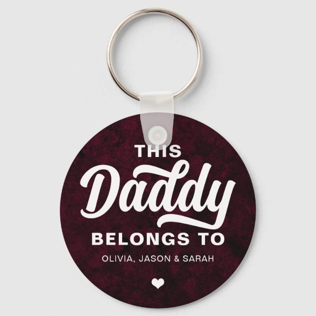 This Daddy Belongs to Father's Day Marble Red Key Ring (Front)