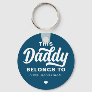 This Daddy Belongs to Father's Day Navy Blue Key Ring