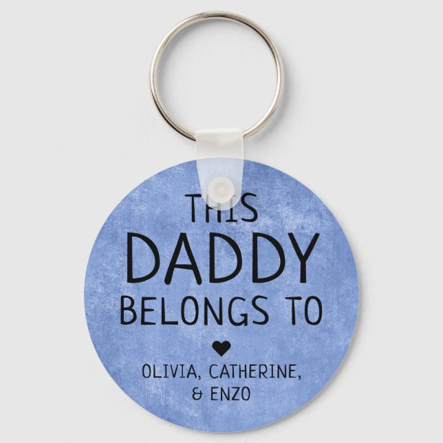 This Daddy Belongs To Father's Day Navy Blue Key Ring (Front)