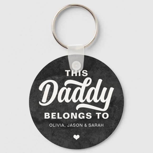 This Daddy Belongs to Father's Day Velvet Black Key Ring (Front)