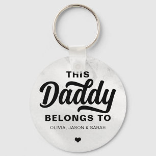 This Daddy Belongs to Father's Day White Marble Key Ring