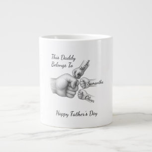 This Daddy Belongs To – Gift with Kids' Names - Large Coffee Mug