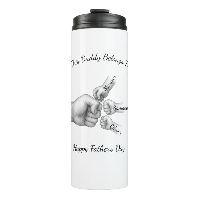 This Daddy Belongs To – Gift with Kids' Names -  Thermal Tumbler (Front)