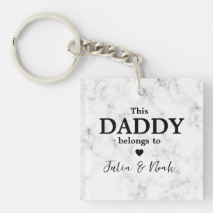 This Daddy Belongs to with Photo Script Kids Name Key Ring