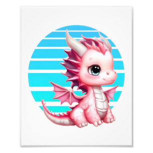 This design features a cute pink dragon with big b photo print