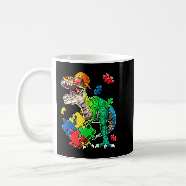 This dinosaur autism awareness top features a dino coffee mug (Left)