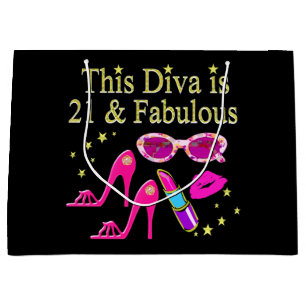 THIS DIVA IS 21 AND FABULOUS DESIGN LARGE GIFT BAG