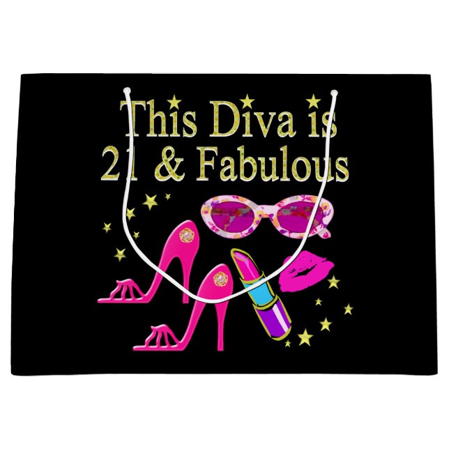 THIS DIVA IS 21 AND FABULOUS DESIGN LARGE GIFT BAG (Front)