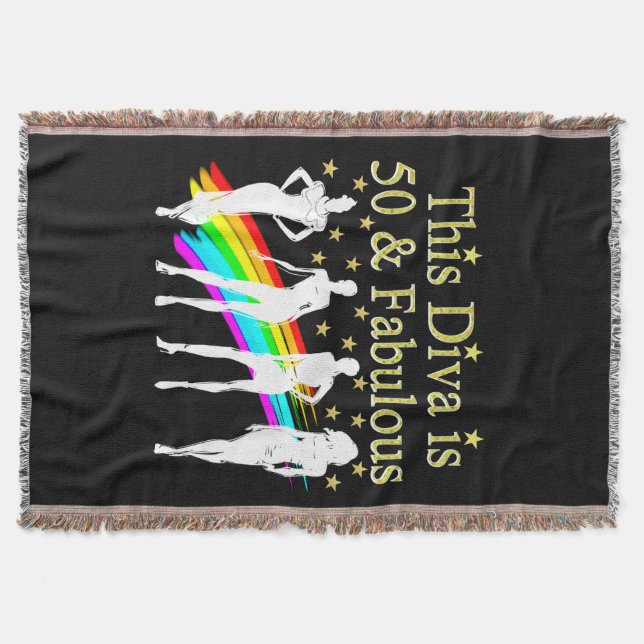 THIS DIVA IS 50 AND FABULOUS 50TH BIRTHDAY THROW BLANKET (Front)